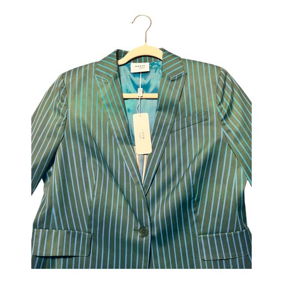 NWT Akris Punto Striped Blazer Womens 12 Palmleaf Green office designer - Picture 5 of 9